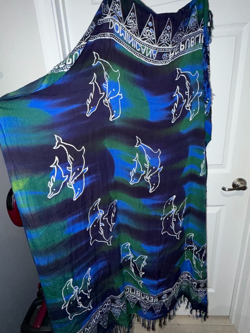 Women’s Dolphin Print Beach Wrap Skirt in Blue & Green